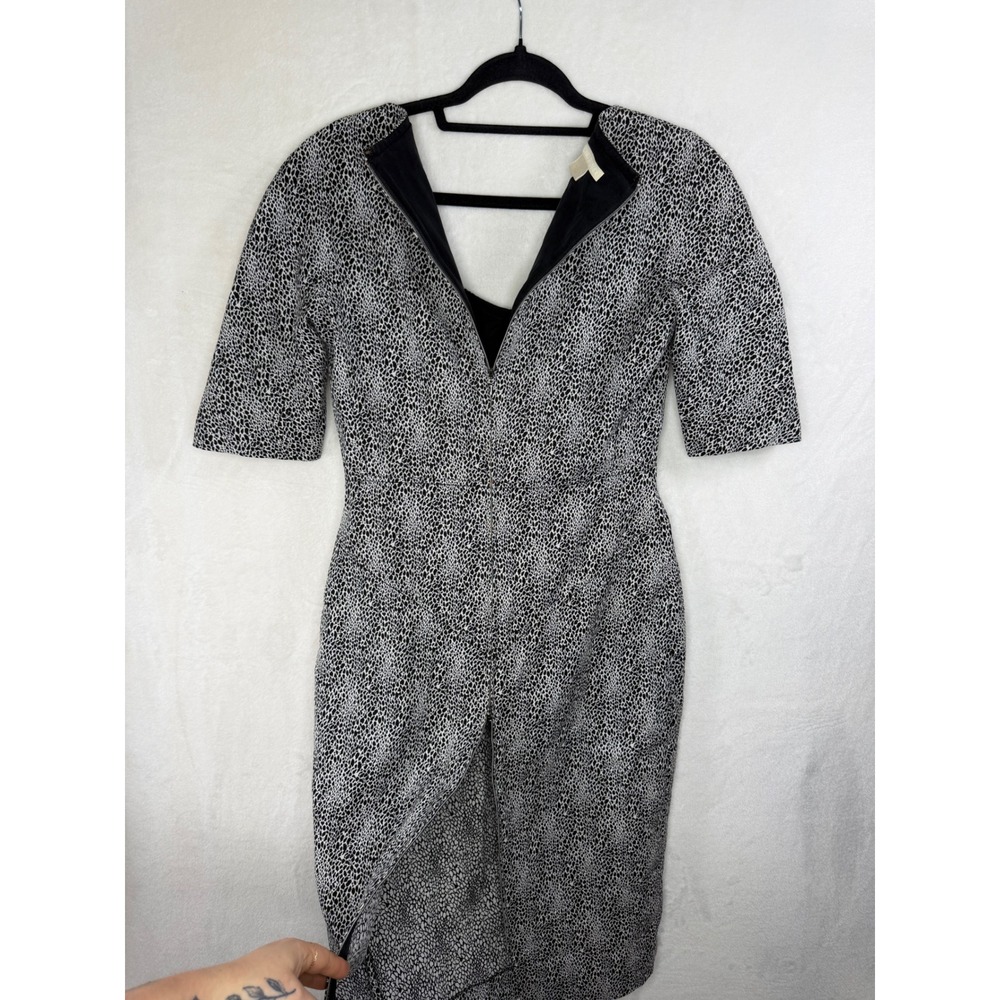 Antonio Berardi Animal Print Sheath Dress Sweetheart Neck Black White Size 44 - Picture 6 of 11